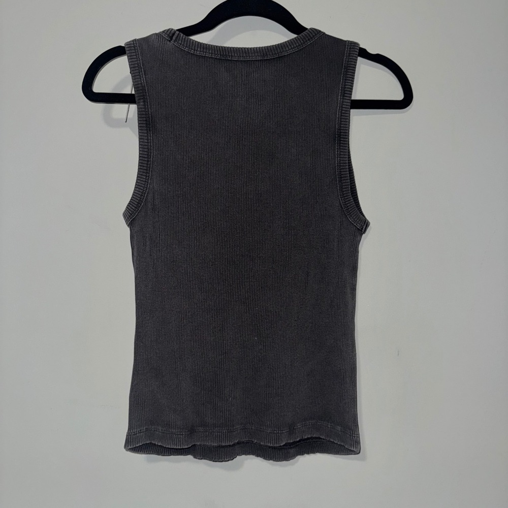 Gap Womens Ribbed Scoop Neck Tank Top Charcoal Gray Mineral Wash Size M - Picture 5 of 5